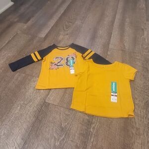 NWT Baby girls 2pc spring yellow shirt sets size 12mos